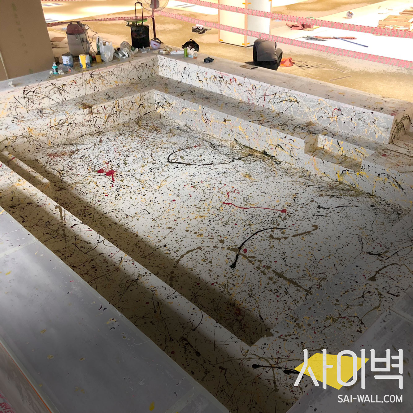 두산타워 바닥아트작업 벽화 시공 사진 9